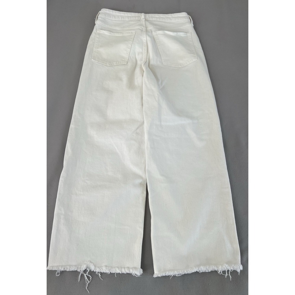 Old Navy White Extra High Rise Sky-Hi Wide Leg Denim Jeans Size 8 Out‎ Hem - Picture 6 of 8